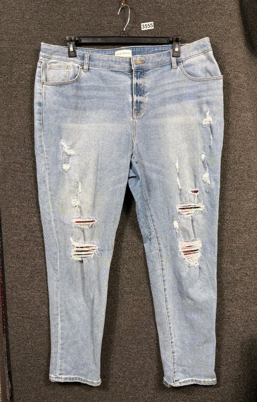 Lane Bryant Mid Rise Boyfriend Jeans Womens Size 18 Blue Distressed Denim